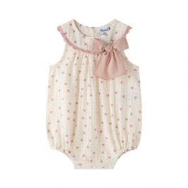 Pelele lino fluido corazones lazo Rosa