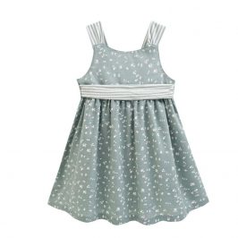 Vestido flores Verde lazada en Espalda