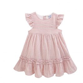 Vestido rayas Rosa empolvado Crudo